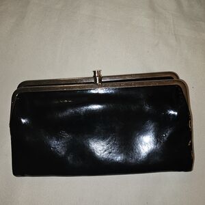 Elegant Black Patten Leather HOBO Clutch Wallet